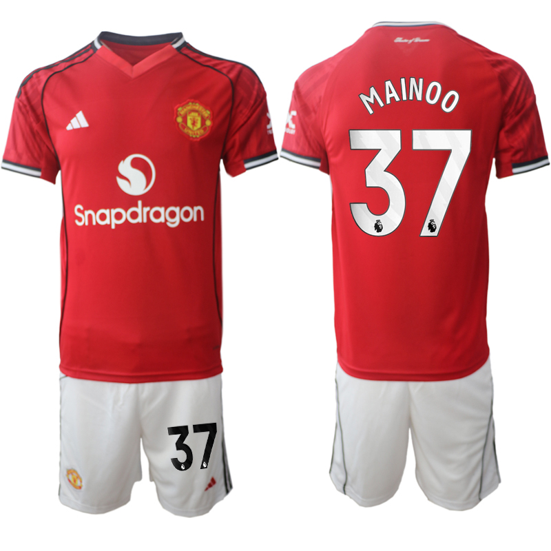 Men 2025-2026 Club Manchester United home Red #37 Soccer Jersey